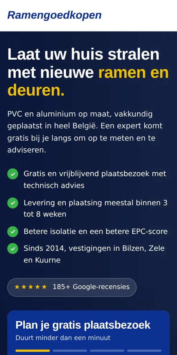 Offertepagina van Ramengoedkopen op een gsm